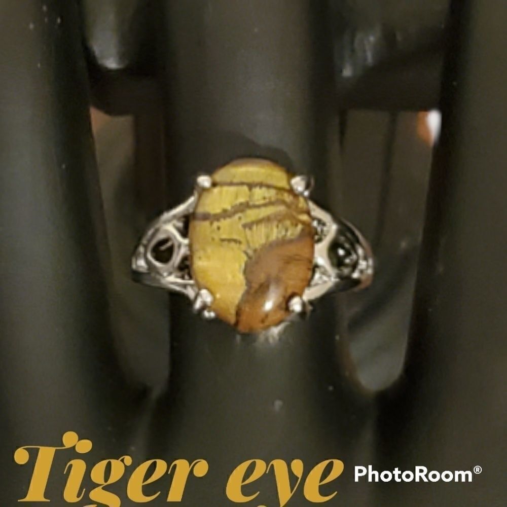 TIGERΒ EYE RING SZβ6 STAINLESSβSTEEL